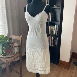 Vintage 70s Sheer Slip Dress Cream Lace Coquette Sz 34 S XS Bridal Boudoir